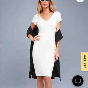 White bodycon midi dress